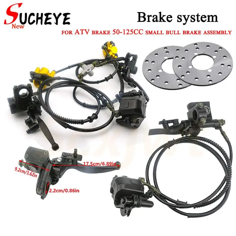 Front Twin Disc Brake master cylinder hydraulic Caliper System For DIY 50cc-125cc ATV Buggy Karting Quad Bike Accessories
