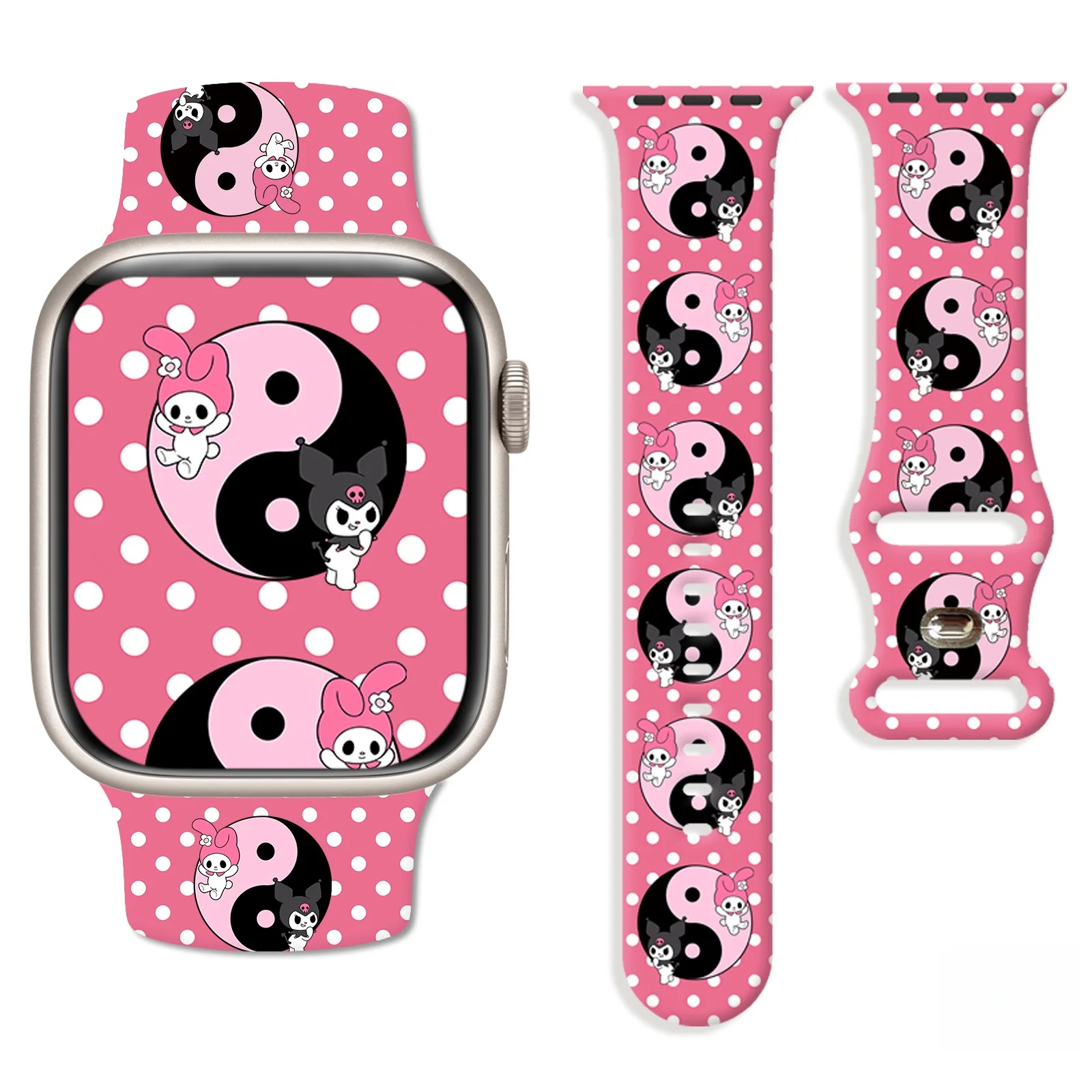 

Sanrio Polka Dot Melody Strap for Apple Watch 11 10 9 Silicone Band Replaceable Bracelet for iWatch 46mm 44mm 42/41mm Watchband