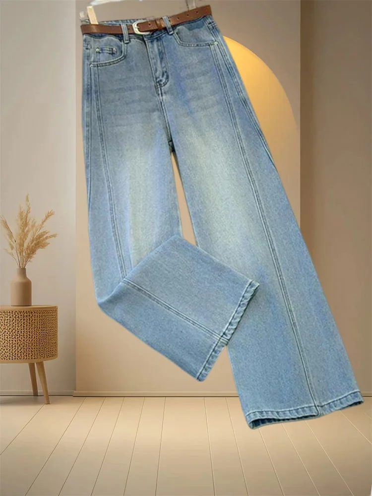 

High Waist Wide Leg Jeans Women's Personality Loose Fit Straight Cut Jeans Spring Autumn New Style Fashionable Casual Trousers
