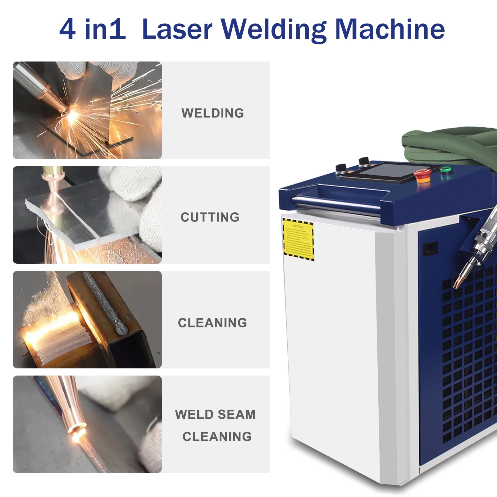 3000W Raycus Laser Welding Cleaning Cutting Machine 4 IN 1 Laser Welder for Metal SUP 23T Laser Gun Double Wire Feeder S&A Water Chiller