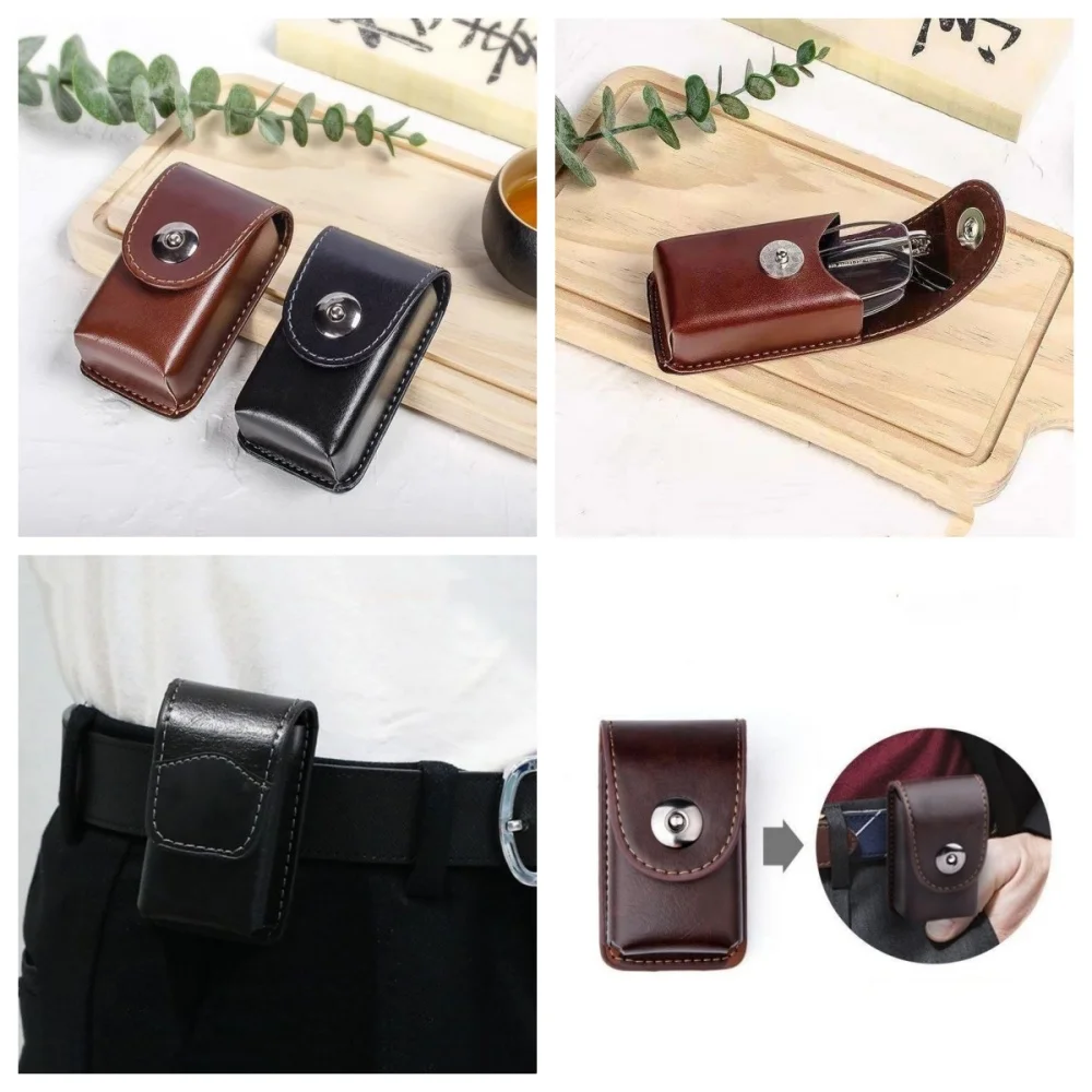 حافظة نظارات بحزام يمكن ارتداؤها، حافظة نظارات شمسية خفيفة الوزن قابلة للطي، صندوق نظارات مقاوم للسحق، صندوق تخزين نظارات محمول مدمج #4