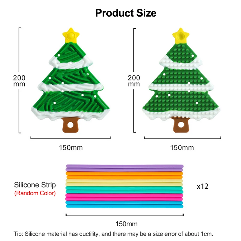 Rompecabezas de juguete para aliviar el estrés con textura de silicona 3D, tablero portátil para habilidades motoras finas, diseño de actividades navideñas en forma de árbol