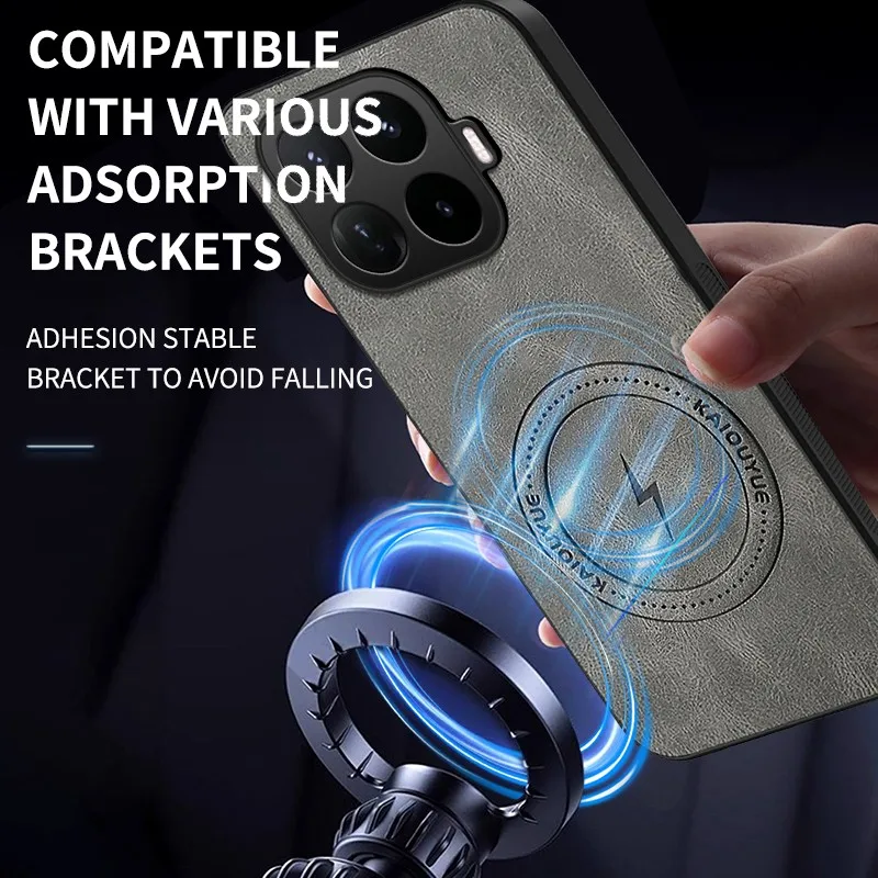 Funda para Xiaomi 17T Pro 15T Pro 14T Pro, Textura de Cuero Suave, Carga Inalámbrica Magnética para Magsafe, Funda Protectora a Prueba de Golpes para Teléfono
