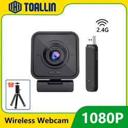 TOALLIN Wireless Webcam 1080P HD PC Camera, with Microphone, 2.4Ghz Wireless Web Camera for Live Streaming Video Conferencing