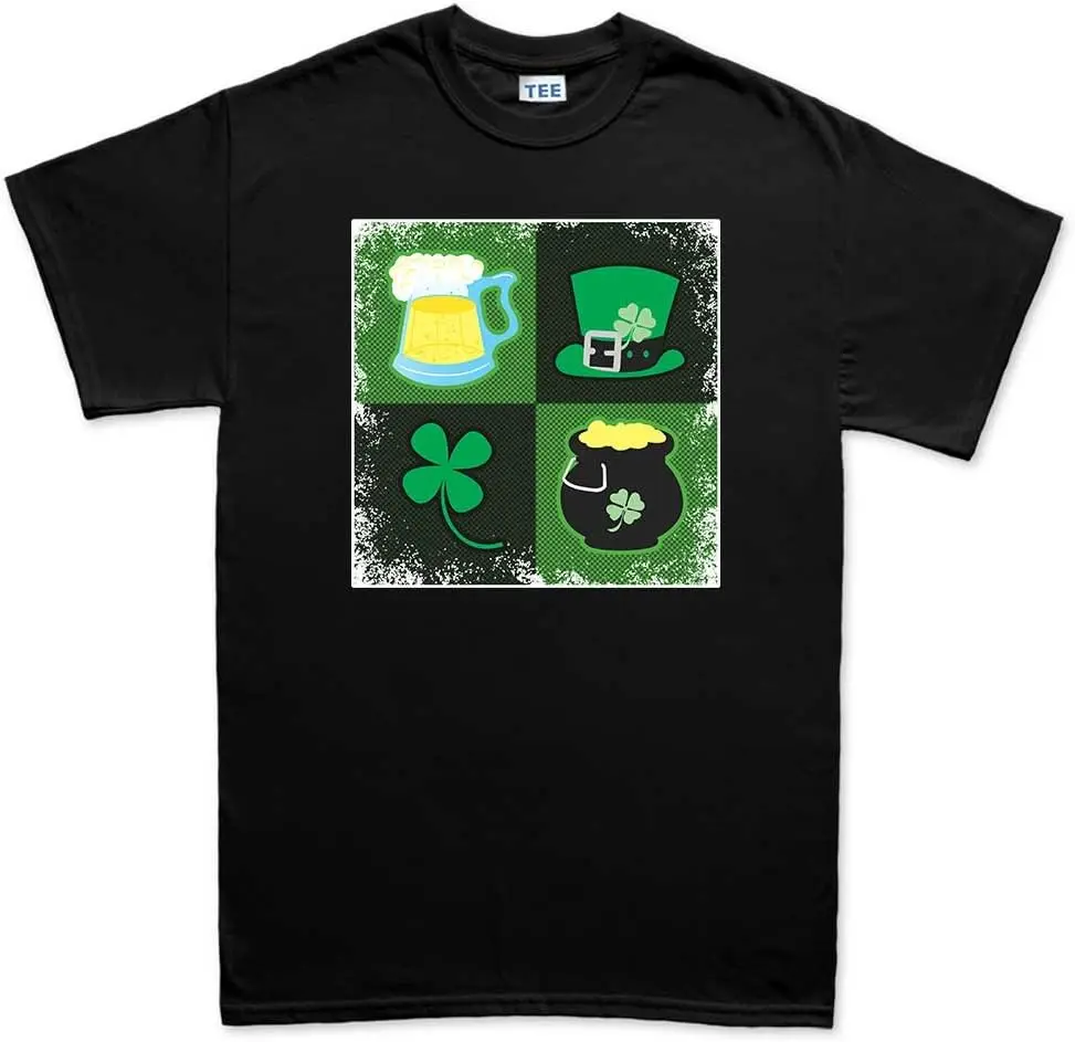 Irish Symbols Men T Shirt - St Patrick's Day Shirt Men - Saint Pats Clover Tshirts - Funny Leprechaun Shenanigans