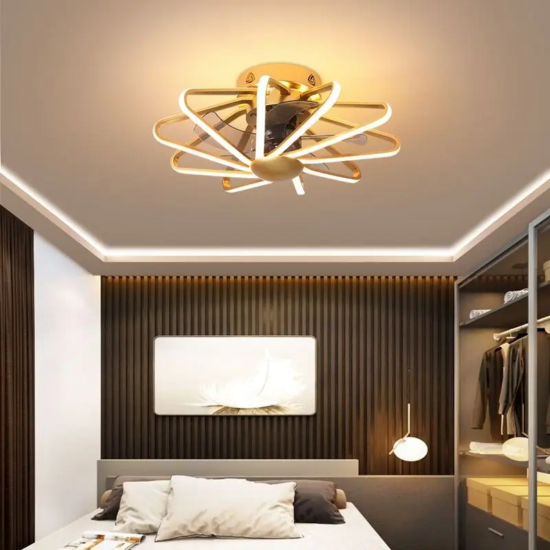 

Nordic Minimalist Bedroom Fan Light Dining Room Integrated Light Luxury Modern Silent Ultra-thin Silent Room Ceiling Fan Light