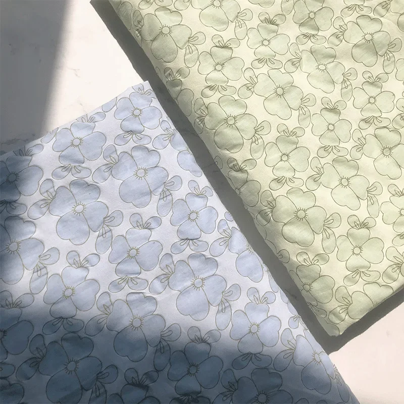 Four-leaf Clover Jacquard Pure Cotton Fashion Shirt Dress Clothing Fabric DIY Handmad Accessories By The Meter