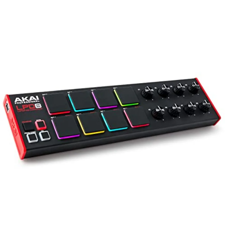 USB MIDI Controller with 8 Responsive RGB MPC Drum Pads for Mac and PC 8 Assignable Knobs and Music Production Software