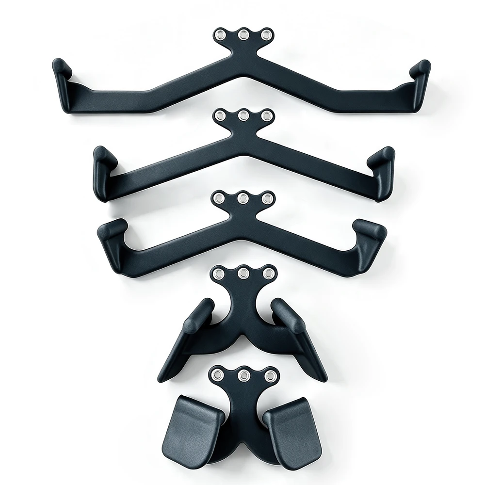 3 Holes Mag Grip High Lat Pulldown & Rowing Handles 5-Piece Set Gym Cable Machine Attachments for Back Muscle Training
