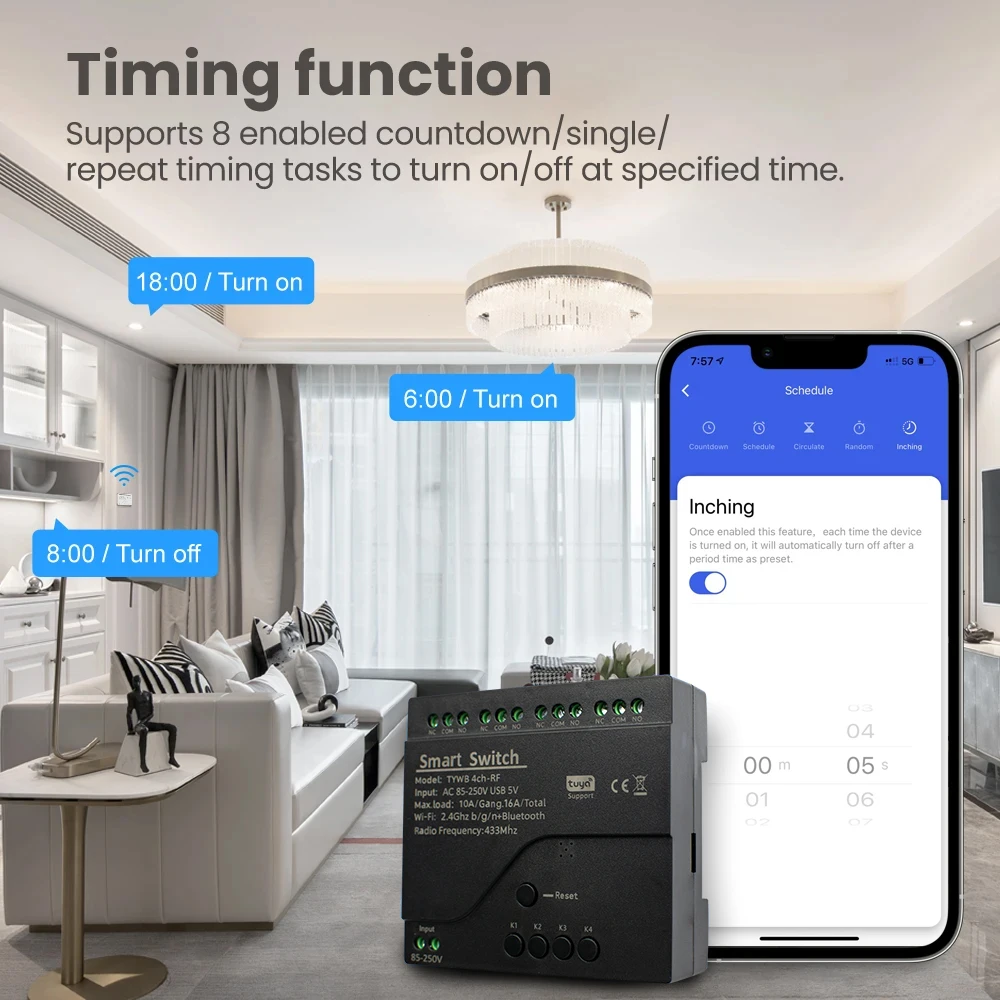 Imagem -06 - Interruptor Inteligente Tuya com Alternância Momentary Relé Modo de Interlock Módulo de Controle Inteligente Wifi Home Appliance 220v 85250v 10a 4ch