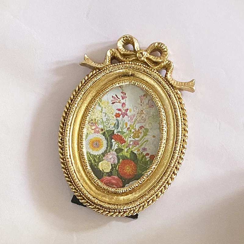 

‌French & American Style Resin Photo Frame with Bow - Oval Vintage Wall Hanging Decor
