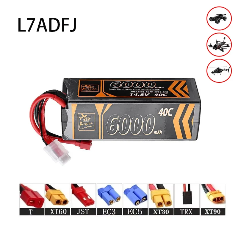 4S 40C 14.8V 6000mah Rechargeable Battery Packs For FPV Drone Car Truck Tank RC Buggy Racing Hobby Part Hardcase Lipo Battery