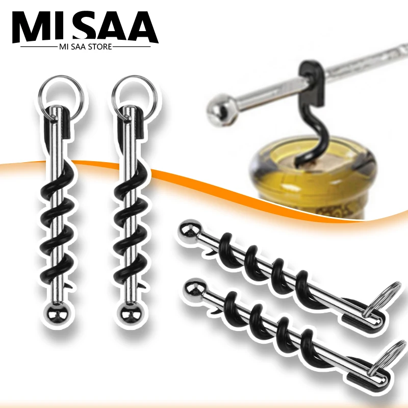 Mini Wine Bottle Corkscrew Beer Creative Multifunctional Portable Stainless Steel Keychain Key Ring Bottle Opener Kitchen Tools