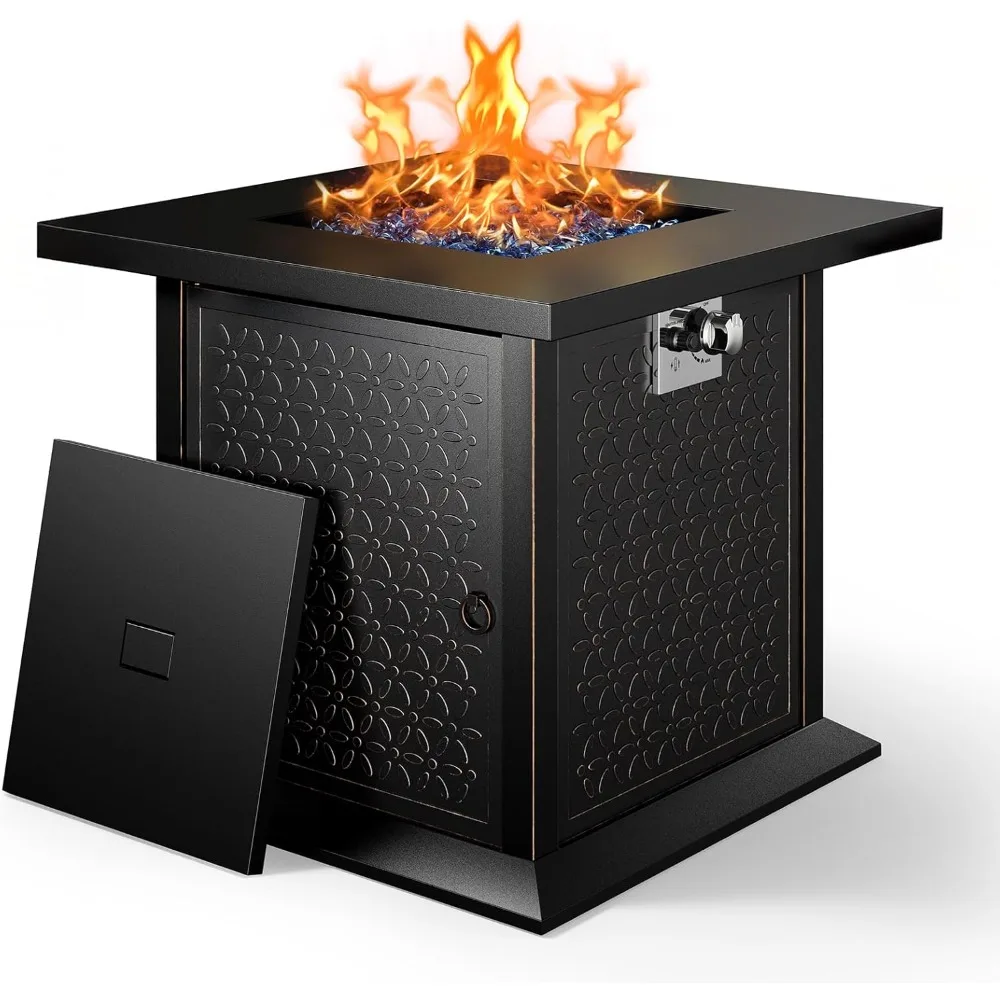 

28" Propane Fire Pit Table With 50,000 Btu Output, Outdoor Gas Fire Pit Table Csa-certified For Outside Patio With Glass Rocks