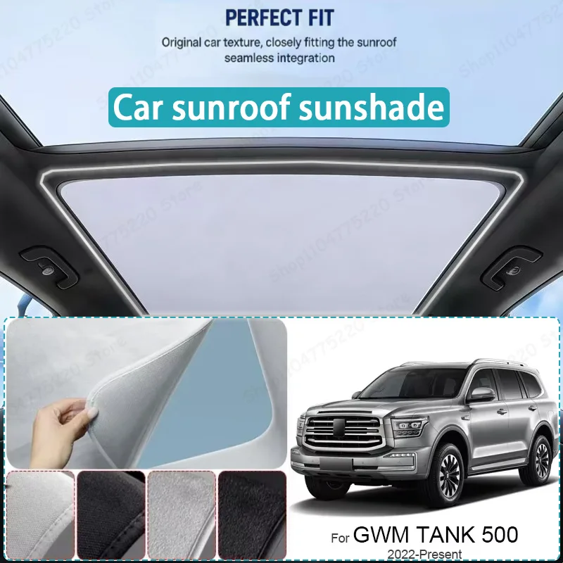 

For GWM TANK 500 2022-Present Car Sunroof Sunshade Heat Insulation UV Protection Electrostatic Suede Skylight Cover