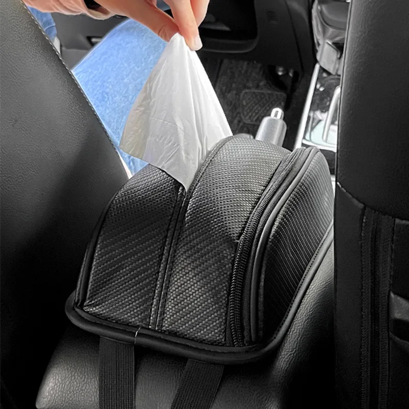 car visor tissue holder carbon fiber tissue pouch large capacity multi size compatible car sun visor tissue storage bag universa