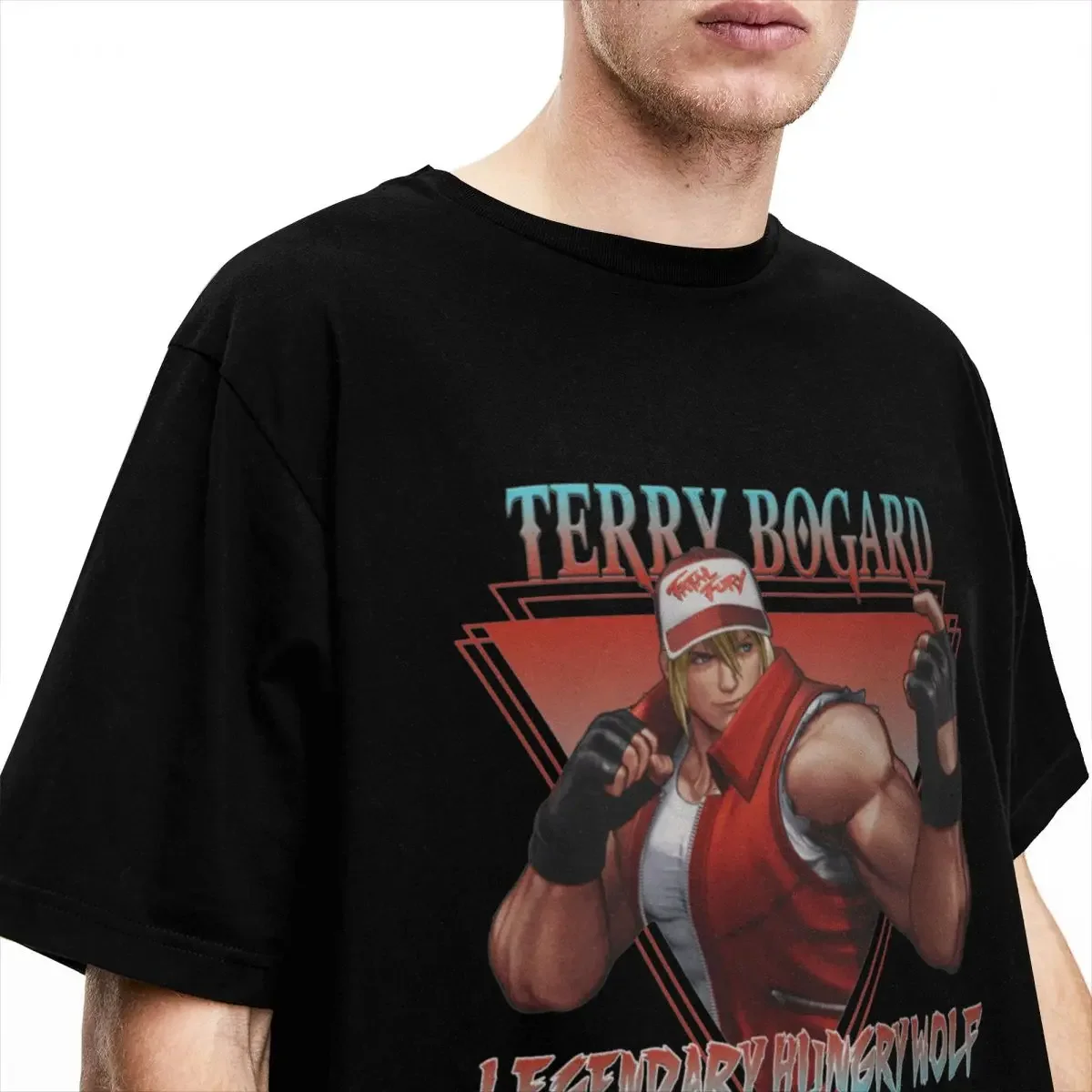 Leisure King Of Fighters Terry Bogard Tees Men Women's Round Collar 100% Cotton Legendary Hungry Wolf Short Sleeve Tees Clothes