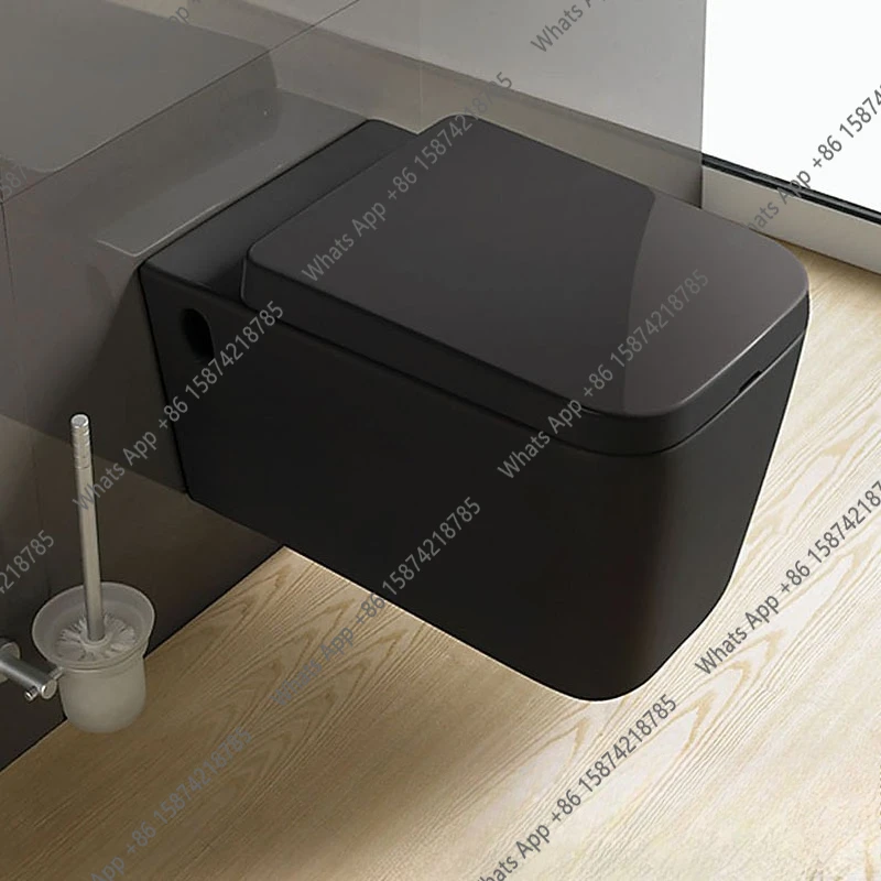 Black wall-mounted toilet, suspended wall-mounted toilet, wall-mounted hidden water tank, ceramic wall toilet