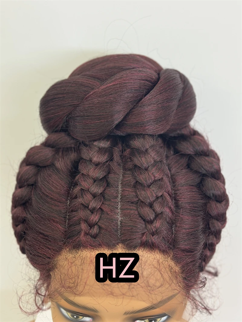 HZ 99J جديد وصول شعر مستعار مضفر كعكة أوبدو شعر مستعار الاصطناعية الدانتيل شعر مستعار كورنو مع الطفل أفريقيا المرأة الأمريكية الدانتيل تجديل الباروكات
