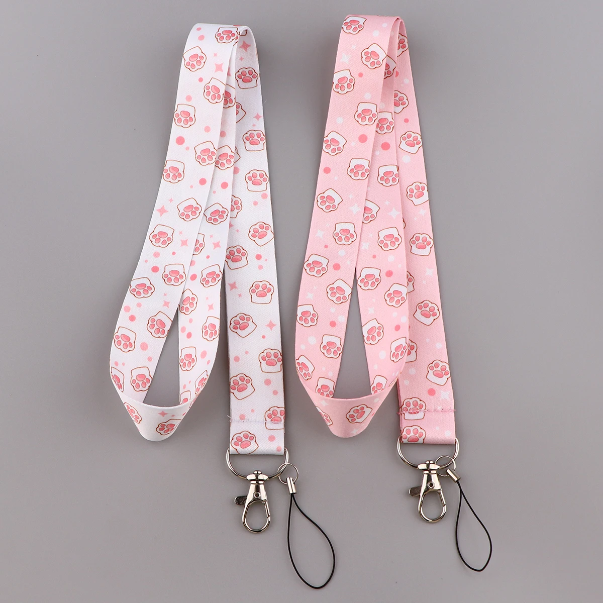 Kawaii Cat Paw Credential Holder Pink Lanyard For Keys Neck Strap Keychain ID Card Badge Holder Hang Rope Keyring Accessories