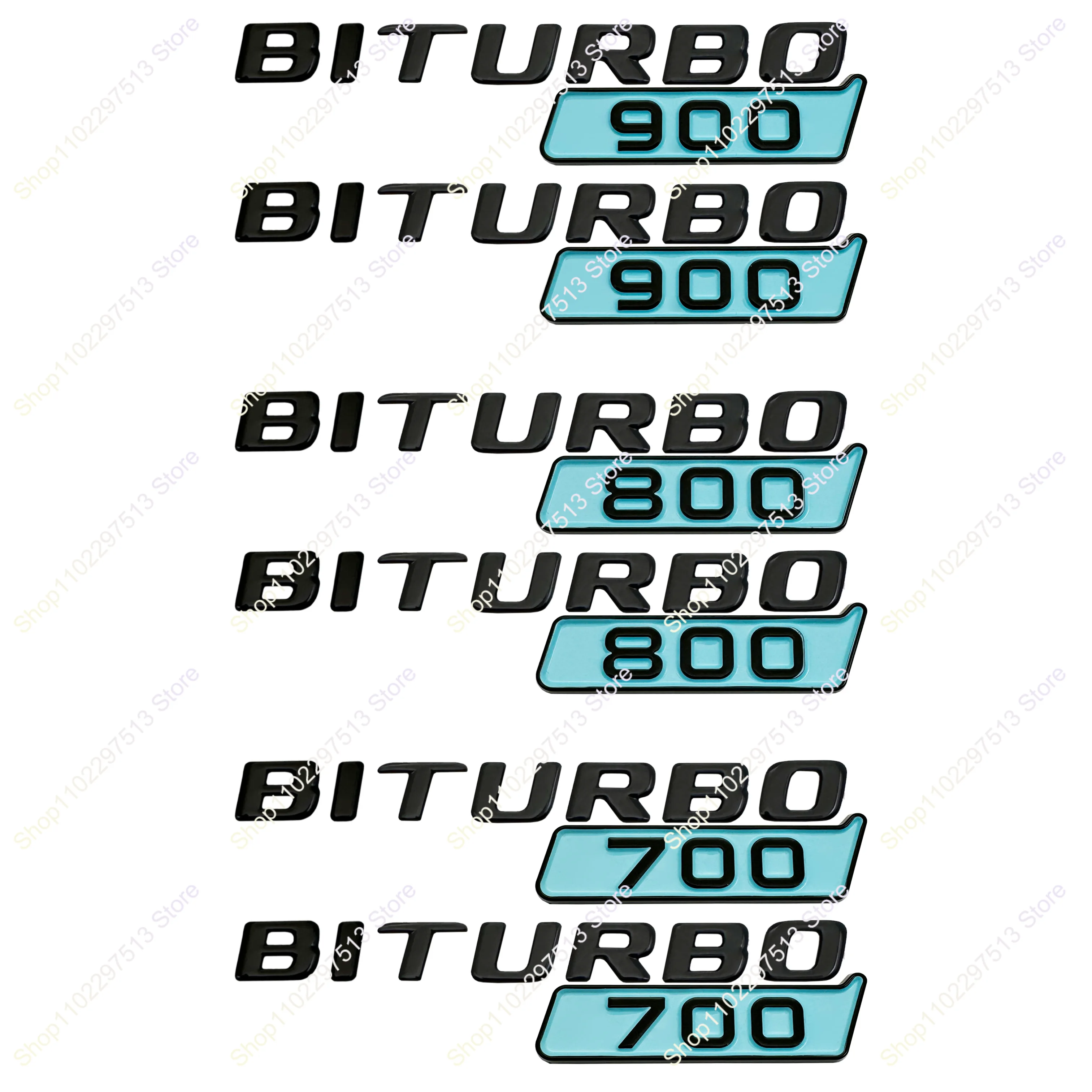 

ABS Glacier Blue Letters BITURBO 700 800 900 Emblem Car Rear Trunk Badge Sticker Accessories For G700 G800 G900 Series W463 W464