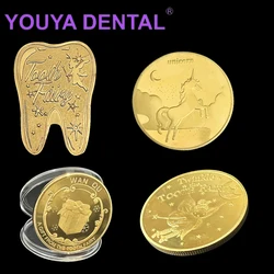 1Pcs Tooth Fairy Commemorative Coin Creative Kids First Tooth Change Gifts Plated Coin Gift Dentistry Clinic Decor Souvenir