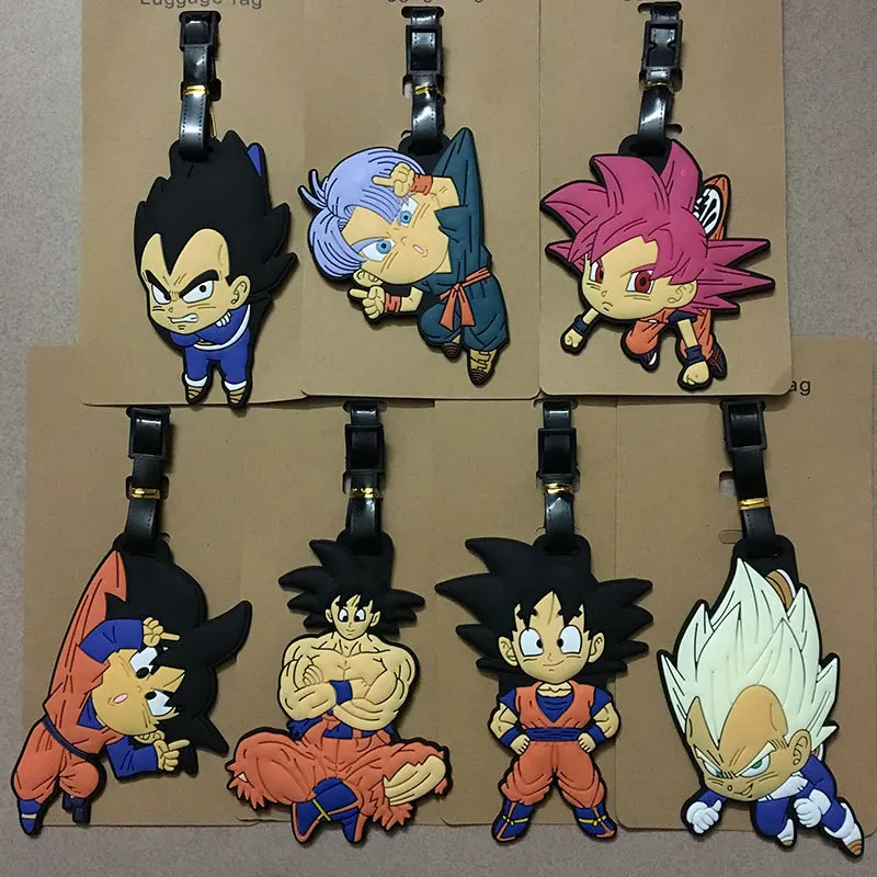 Dragon Ball Son Goku Cartoon Anime Silica Gel Luggage Tag for Suitcase Baggage Handbag Tags Travel Bag Luggage Tag Birthday Gift