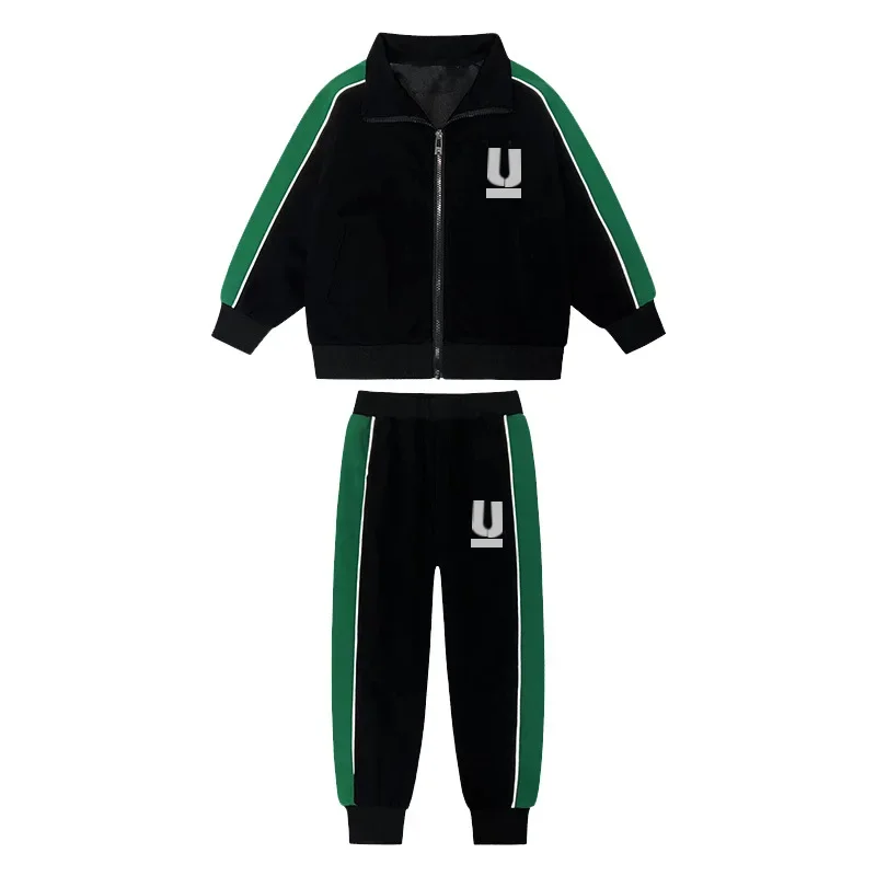 Spring Autumn Active Kids Clothes Boy Children Striped Zipper Jacket Pants Sets Teenage Clothing Kids Tracksuits 2Pcs 4-14 Year