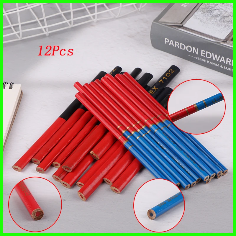 12pcs Double Ended Colored Wooden Pencils Pre-Sharpened Red And Blue Pencils Checking Pencils For Checking Map Coloring