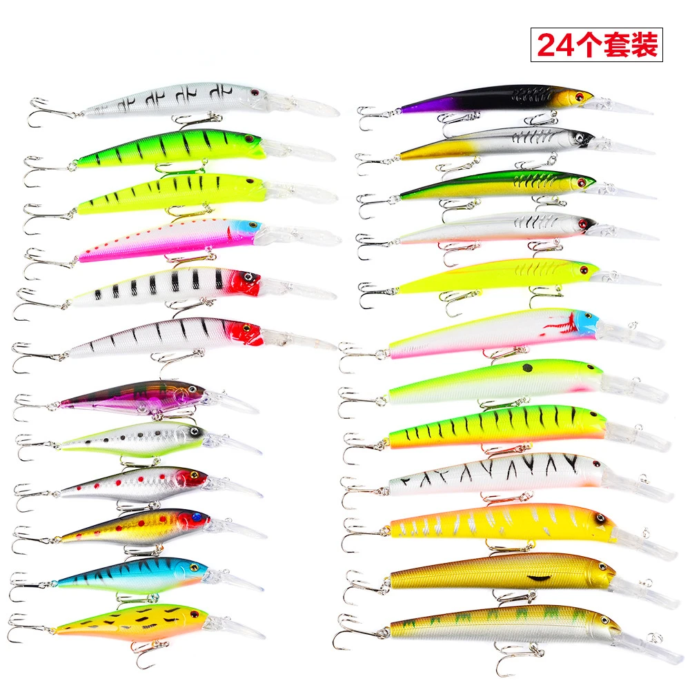 24pcs Laser Slow Mixed Minnow Fishing Lure Set Wobblers Crankbait Isca Artificial Hard Bait Carp Mini Fishing Lures Pesca Tackle