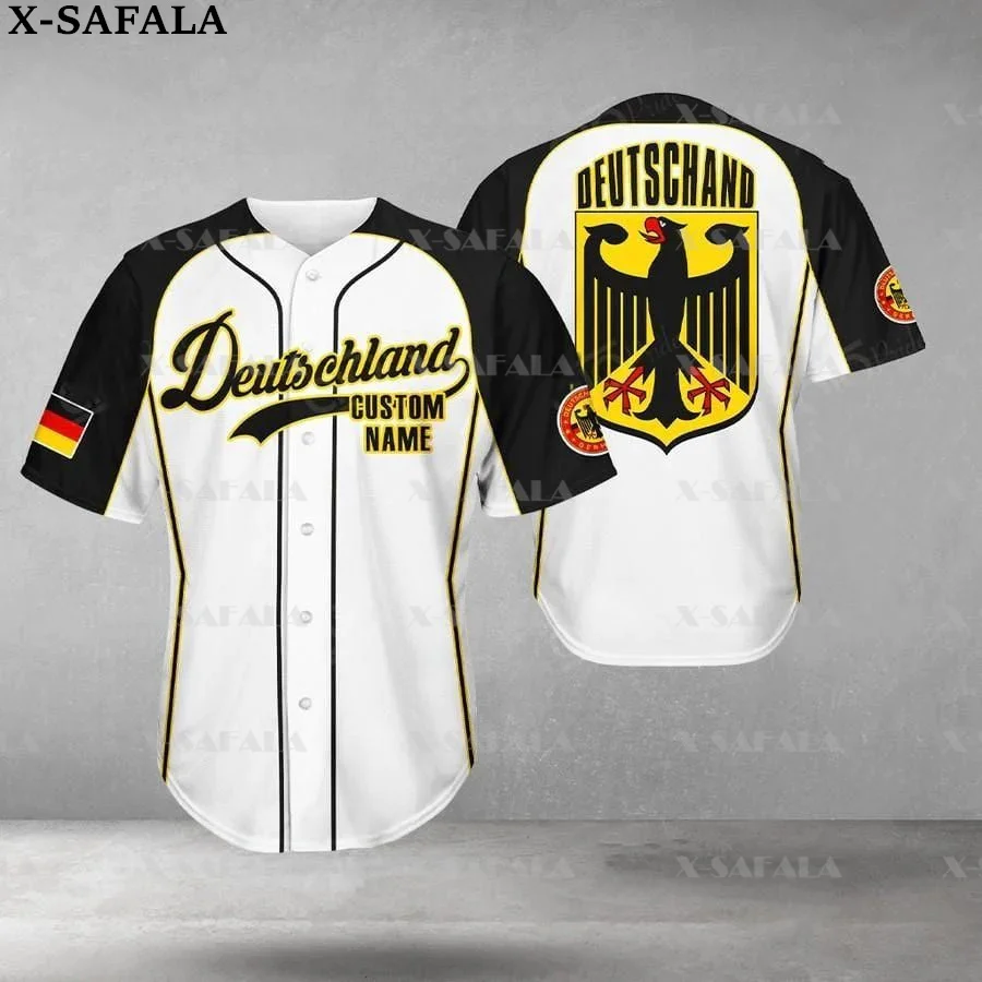 Custom Name Love GERMANY Country German 3D Printed Baseball Jersey Summer Shirt Men's Tops Tee Oversized Streetwear-2