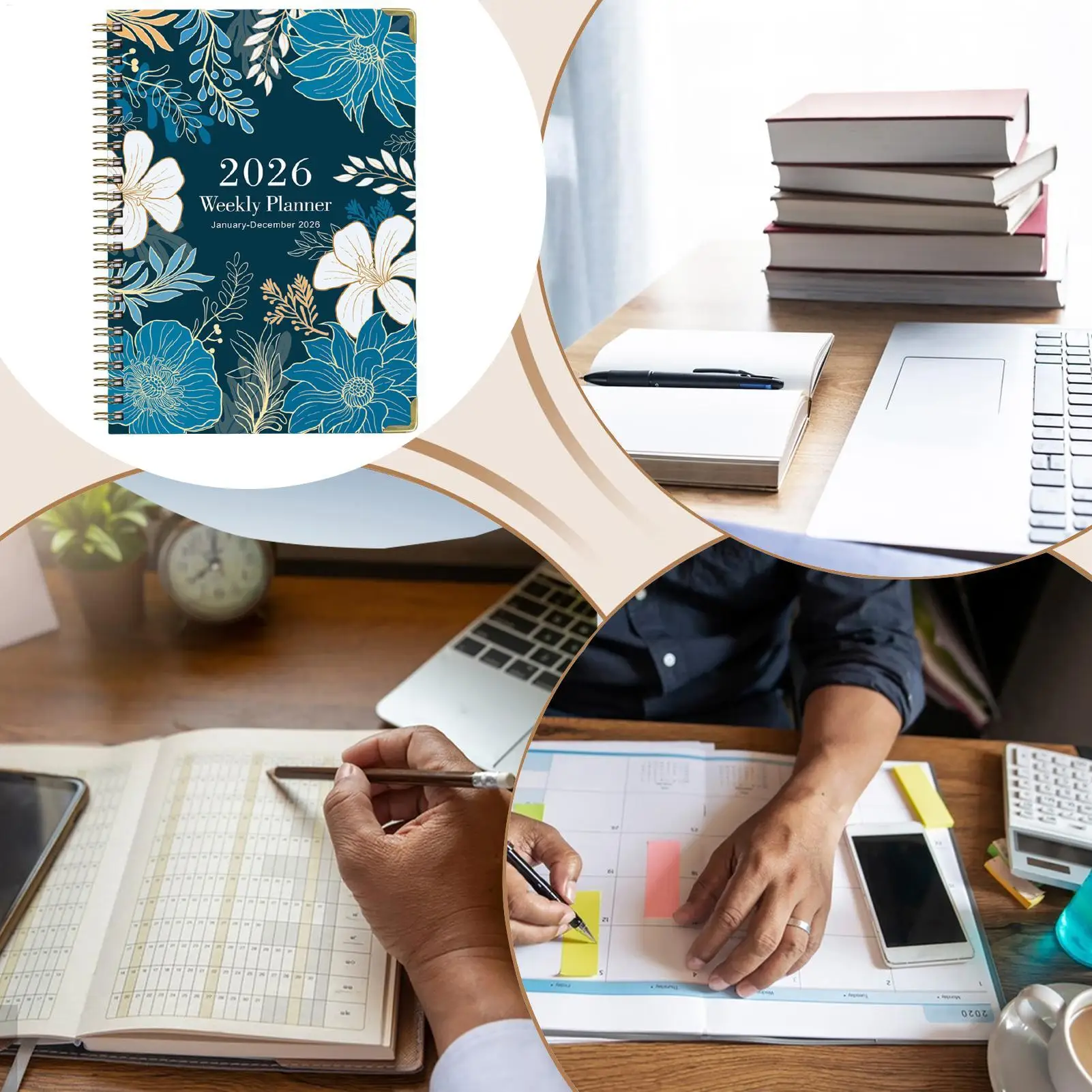 2026 المخططين التوأم سلك ملزمة المفكرة التقويم الأسبوعي مخطط كتاب مع علامات التبويب للطلاب المعلمين الأعمال مكتب المدرسة المنزل #1