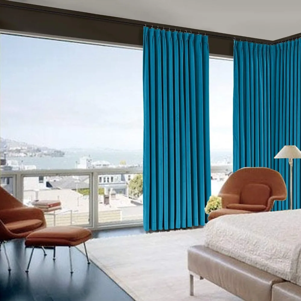 Cortinas plisadas de pellizco azul real con ganchos para sala de estar, dormitorio, bungalow, salón, tratamientos de ventana de 96 pulgadas de ancho