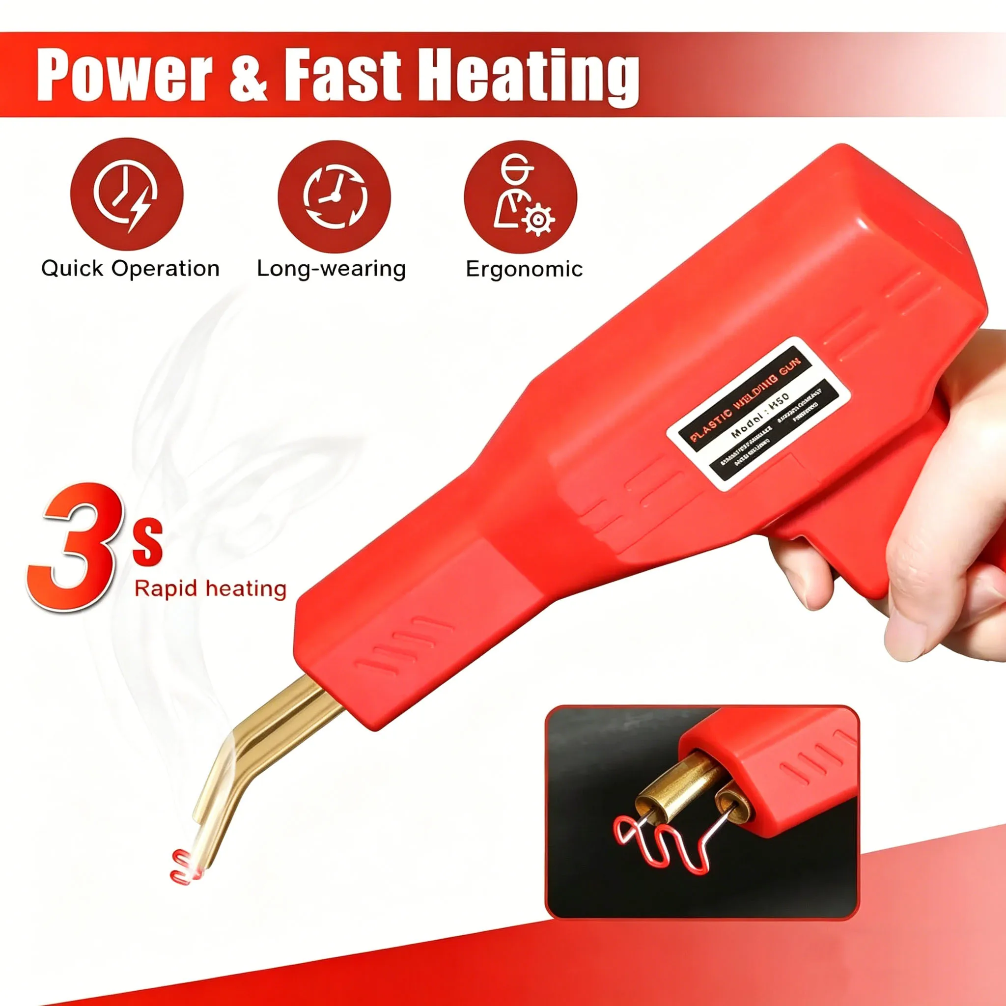 50W Plastic Welding Machine Auto Plastic Welding Machine Thermal Stapler Bumper Crack Repair 200Pcs 4 Portable Hot Melt Nail Gun