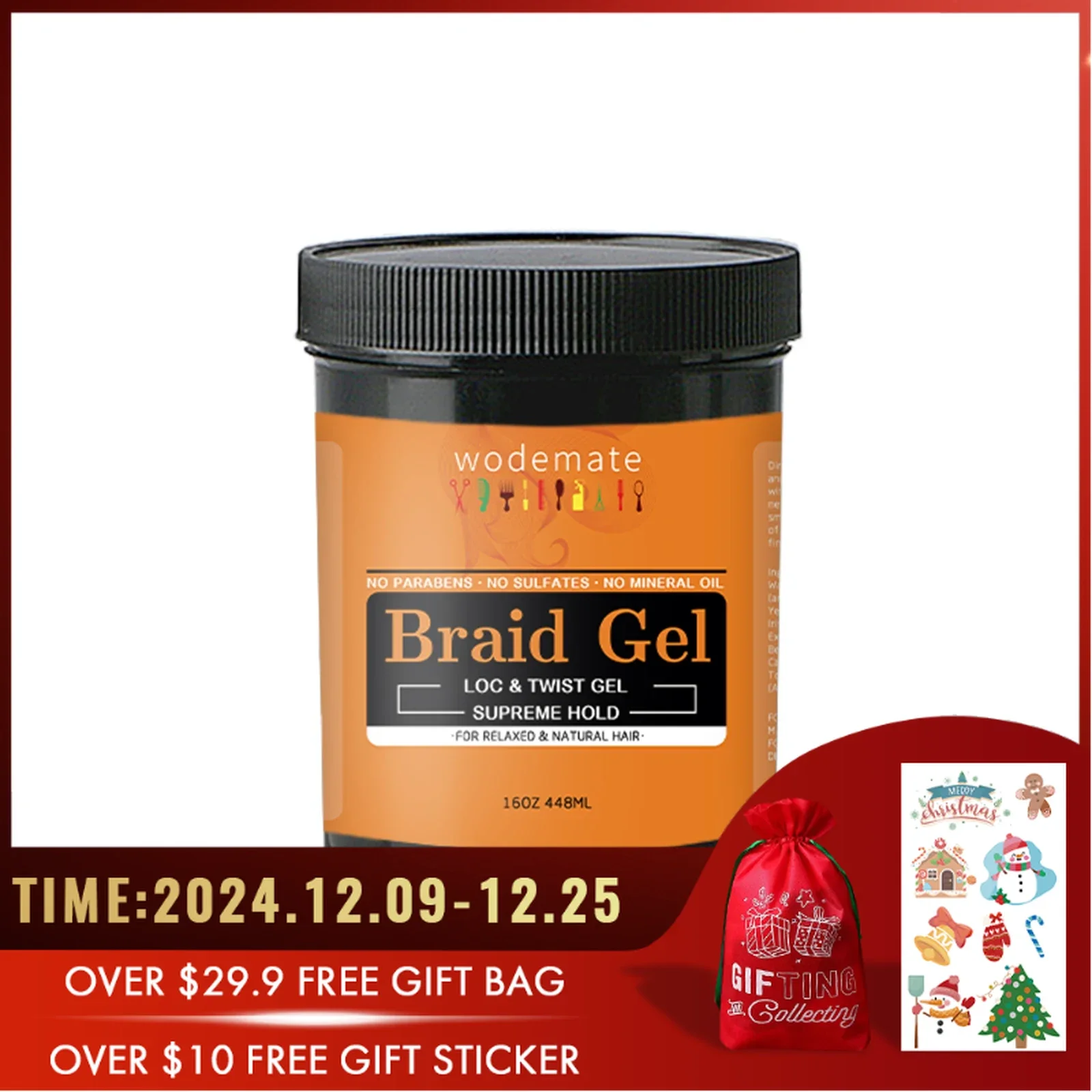 

16OZ Braid Gel Hair Control Styling Braiding Cream for Lock and Twist Super Hold Anti-Frizz Edges Control Hair Styling Products