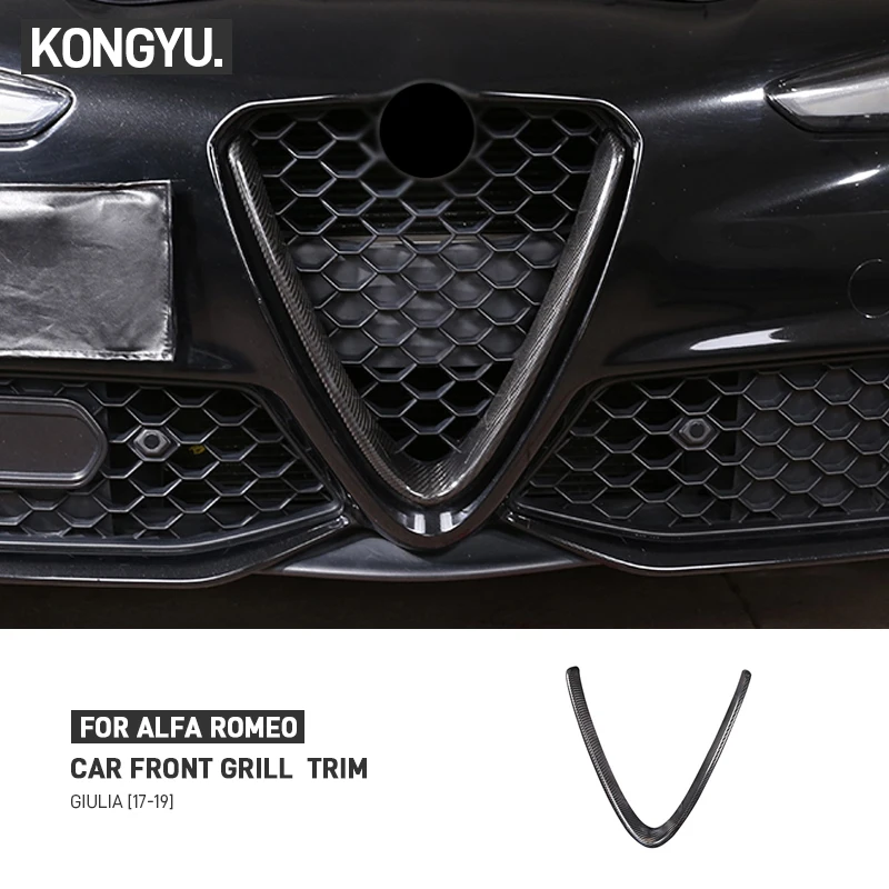 

Передняя решетка автомобиля V-образной формы, декоративная рамка, накладка для Alfa Romeo Giulia 2017 2018 2019, внешние аксессуары из настоящего углеродного волокна