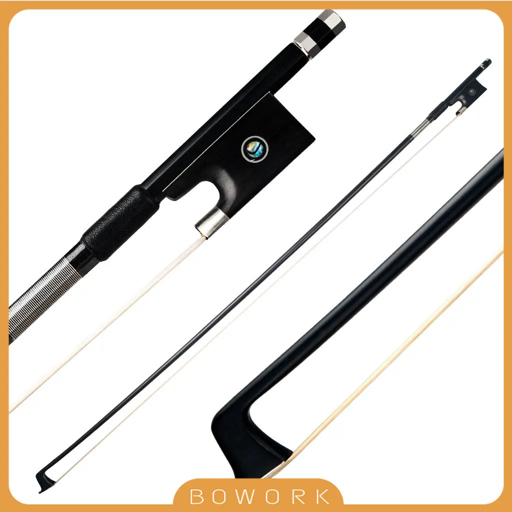 

4/4-1/16 Black Carbon Fiber VIOLIN BOW Ebony Frog Nickel Silver White Horsehair Archet De Violon Fibre De Carbone ARCO VIOLINO