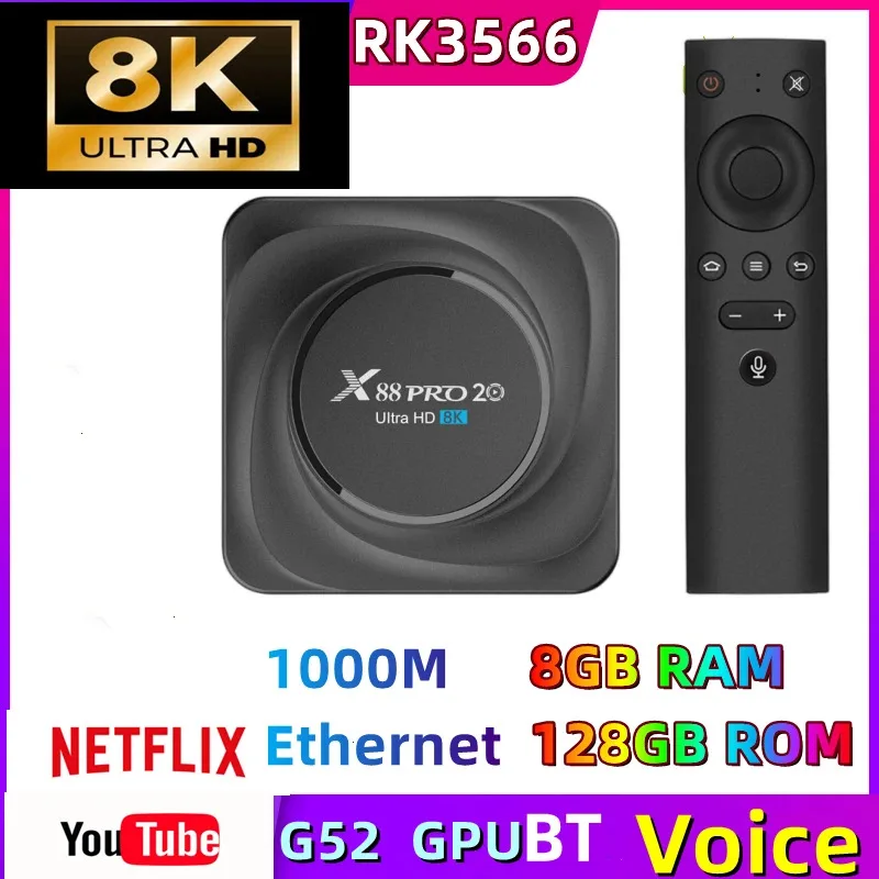 X88 Pro 20 Android 11Rockchip RK3566 Телеприставка 4 ГБ 32 ГБ 1000M Dual-ba 2.4G/5G WiFi BT 4.2 Smart TV Box 8K Медиаплеер X88 Pro 20 Android 11Rockchip RK3566 Телеприставка 4 ГБ 32 ГБ 1000M Dual-ba 2.4G/5G WiFi BT 4.2 Smart TV Box 8K Медиаплеер