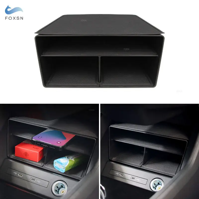 

Car ABS Plastic For Audi Q4 E-tron 2022 2023 2024 Interior Stowing Tidying Central Console Storage Box Organizer Container Tray