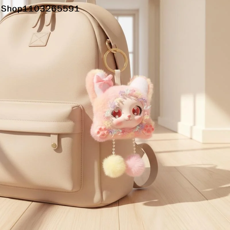 For Girls Kids Cute Soft Fluffy Bunny Keychain Vinyl Doll Pendants Perfect Backpack Decoration Stuffed Plush Toy Birthday Gift