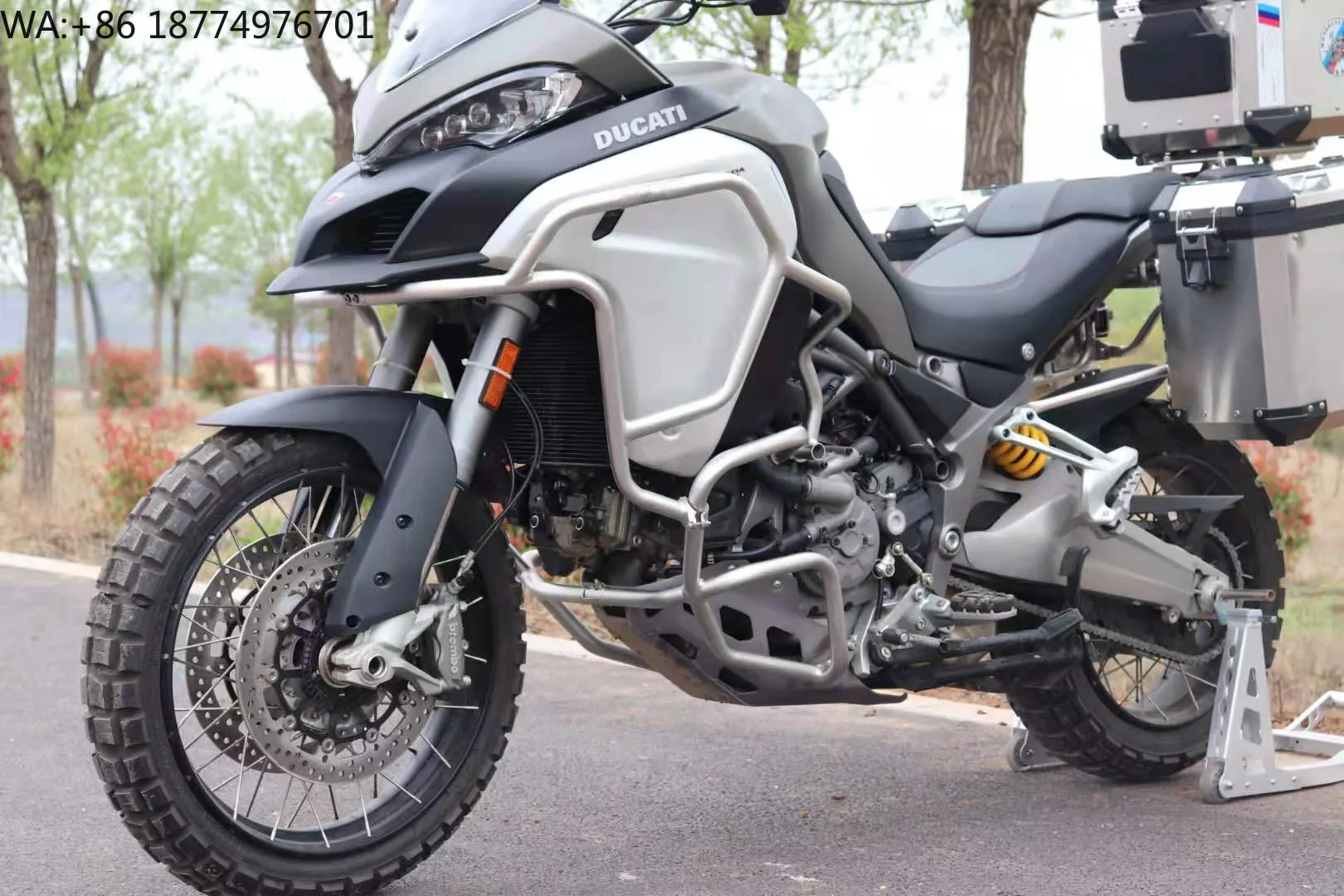 Silver Motorcycle Upper Crash Bar Engine Protection Bar for  Multistrada 1260/MTS 1260 Enduro