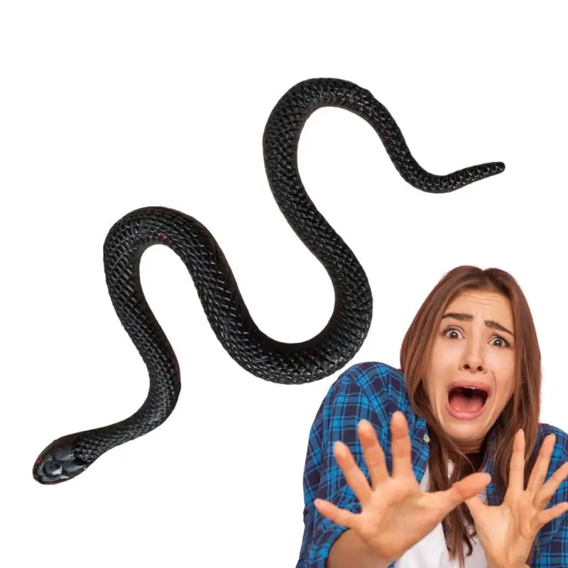 Realistic Snake Toy Black TPR Soft Rubber Snake Prank Halloween Snake Toys Funny Prank Props