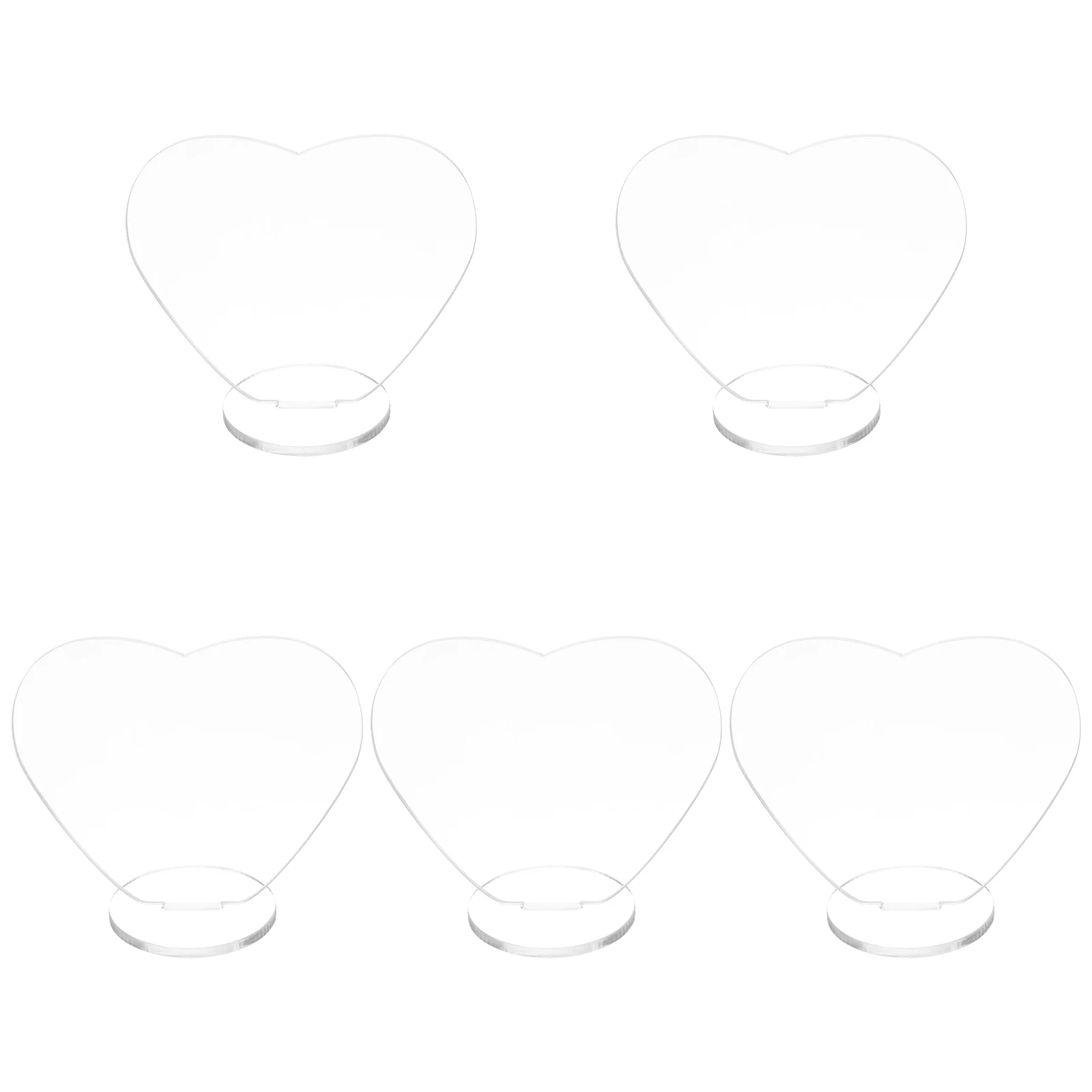 

5 Pcs Card Display Stand Acrylic Standing Plate Desktop Decoration Heart Shaped Business Holder Case