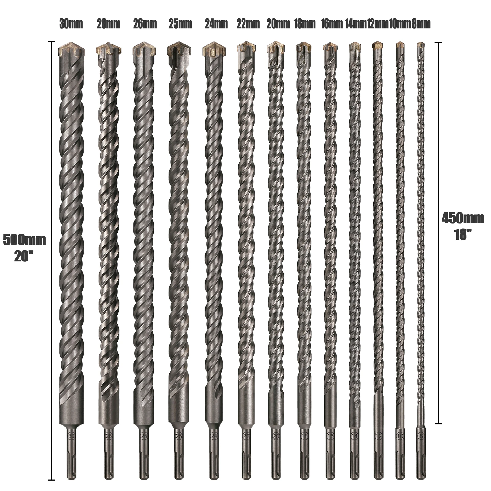 Verlängerter Kreuz-Elektrohammerbohrer 110-500mm SDS Plus für Durchbohrungen in Stahlbeton mit Hartlegierungs-Vierklingen-Schlagbohrer – Detail 17