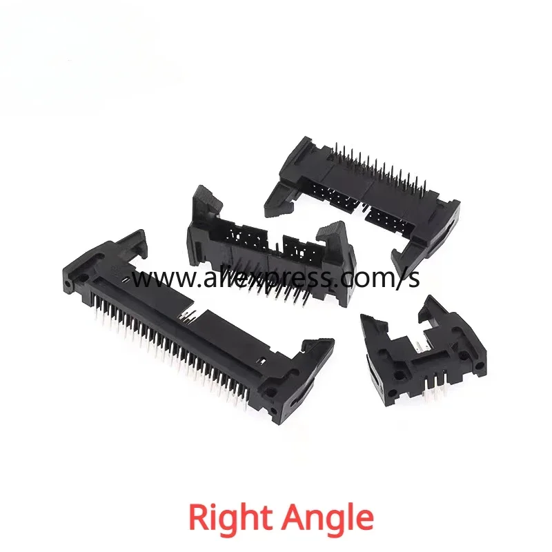 5PCS 2.54mm Pitch DC2 Male IDC Connector Socket Header With Hook Horn Sample 6P 8P 10P 12P 14P 16P 20P 26P 30P 34P 40P 50P 64Pin