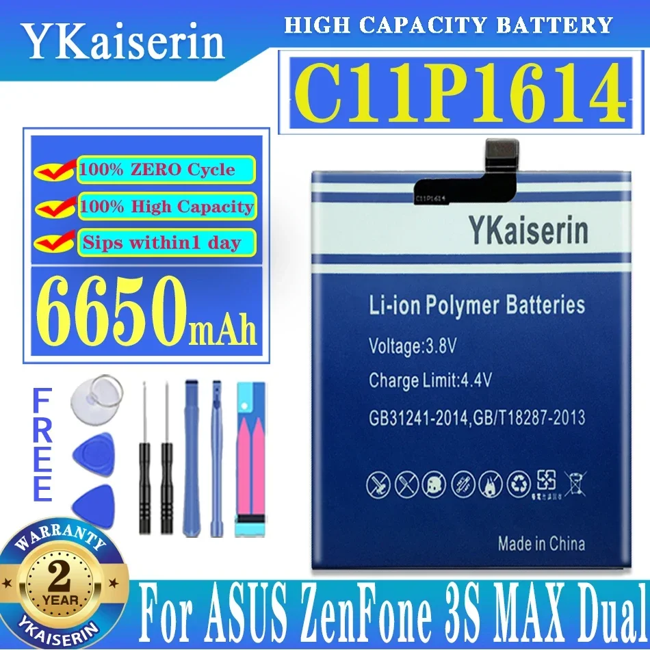 YKaiserin C11P1614 Аккумулятор для телефона ASUS ZenFone 3S MAX Dual SIM TD-LTE ZenFone Pegasus 3S ZC521TL 6650 мАч Высокая емкость