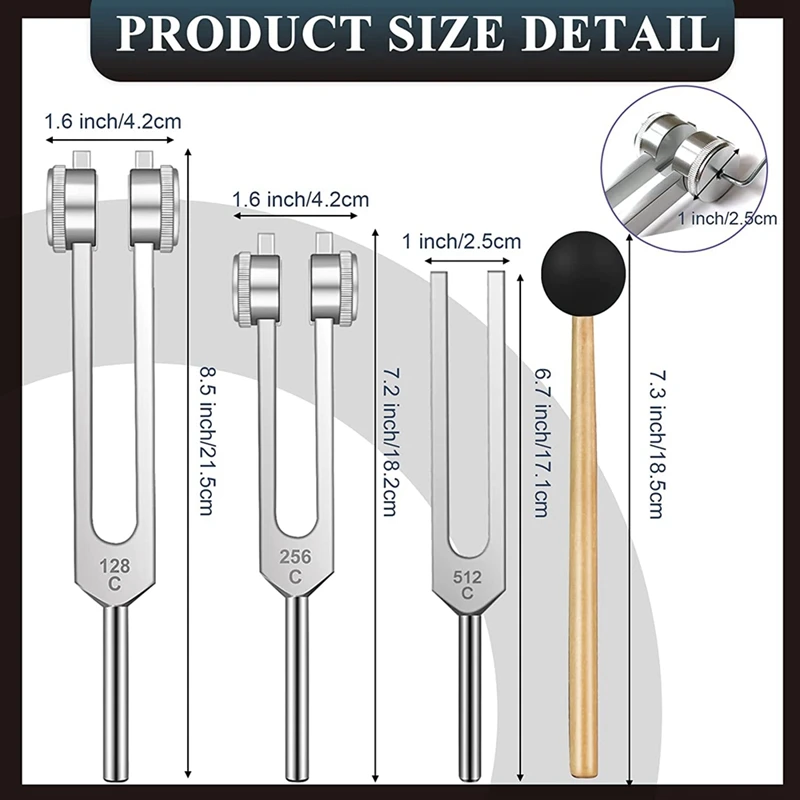 Tuning Forks Set-128 Hz, 256 Hz, 512 Hz,Tuning Forks Perfect For Healing,Chakra,Sound Therapy,Keep Body, Mind And Spirit