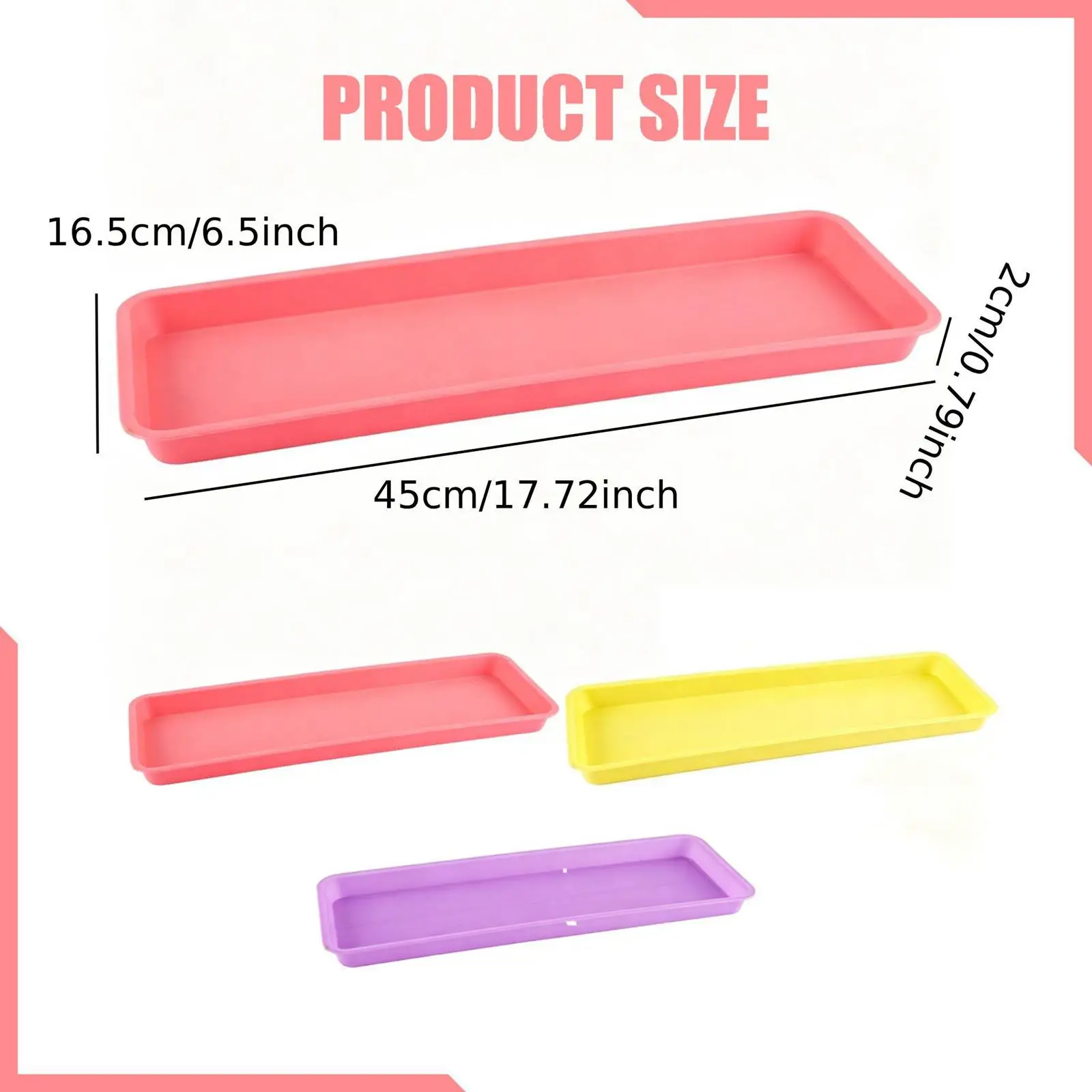 Planter Saucers Trays Durable PP Large 45x16.5 Cm Plant Water Catchers for Windowsill and Desktop Use