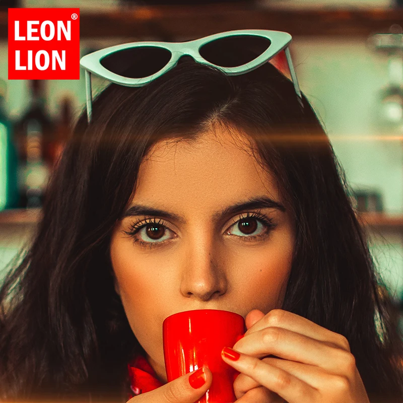 LeonLion Cat Eye Vintage Sunglasses Women Small Desinger Glasses for Women/Men Luxury Brand Eyewear Women Lents De Sol Mujer