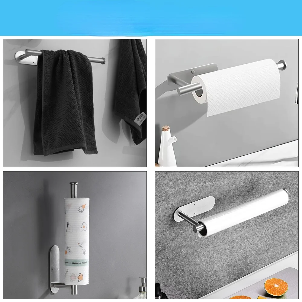 Wand halterung Toiletten handtuch Papier halter Kleber schwarz Silber Küchen rolle Papierst änder hängen Servietten regal Bad zubehör wc